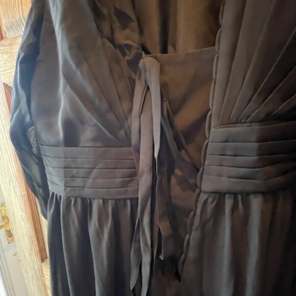 Black Plus 28W Formal Chiffon Long Sleeve Maxi Pockets - Picture 6 of 8